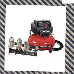 BRAND NEW IN BOX Porter-Cable 6 Gal. 150 PSI Portable Electric Air Compressor with 16-Gauge, 18-Gauge and 23-Gauge Nailer 3 Tool Combo Kit