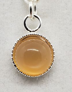 Natural Orange Moonstone Silver Necklace