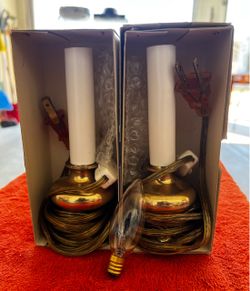 Brass Electric Candle Lamps Set of 2
