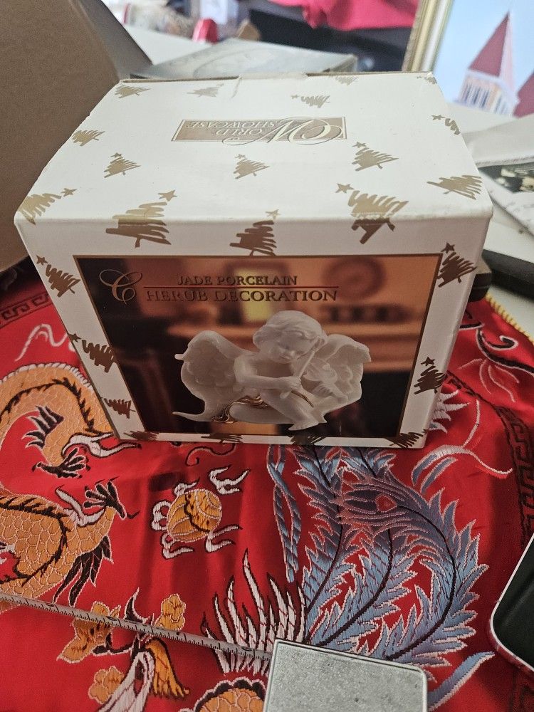 Brand New In Box Jade Porcelain Cherub