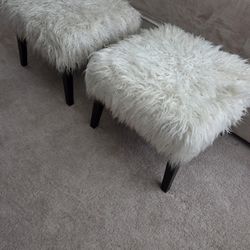 White Furry Stools - 2 For $30 Each