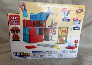 Tile Town Fire Station Magnetic Tile Set
