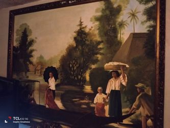 La banca 75/60    5feet sig and date do research I tried  but it's truly a nice painting  I know one just like this sold at auction for 95.000 and it 