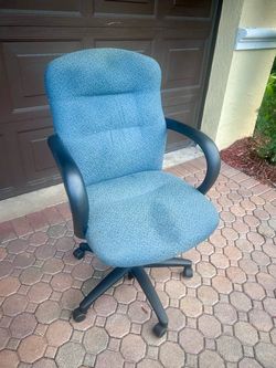 Blue Fabric High-Back Office Chair
