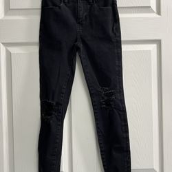 BANANA REPUBLIC Black Soft Velour Corduroy Zip Skinny Ankle - Size 30 - VGUC