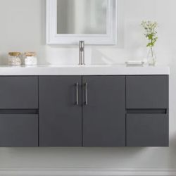 DIAMOND VIENNA GREY SINGLE SINK FLOATING BATHROOM VANITY WITH CULTURED MARBLE TOP..48 IN..NEW..$ 500