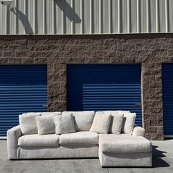 Ashley home furniture cream washed white sectional couch