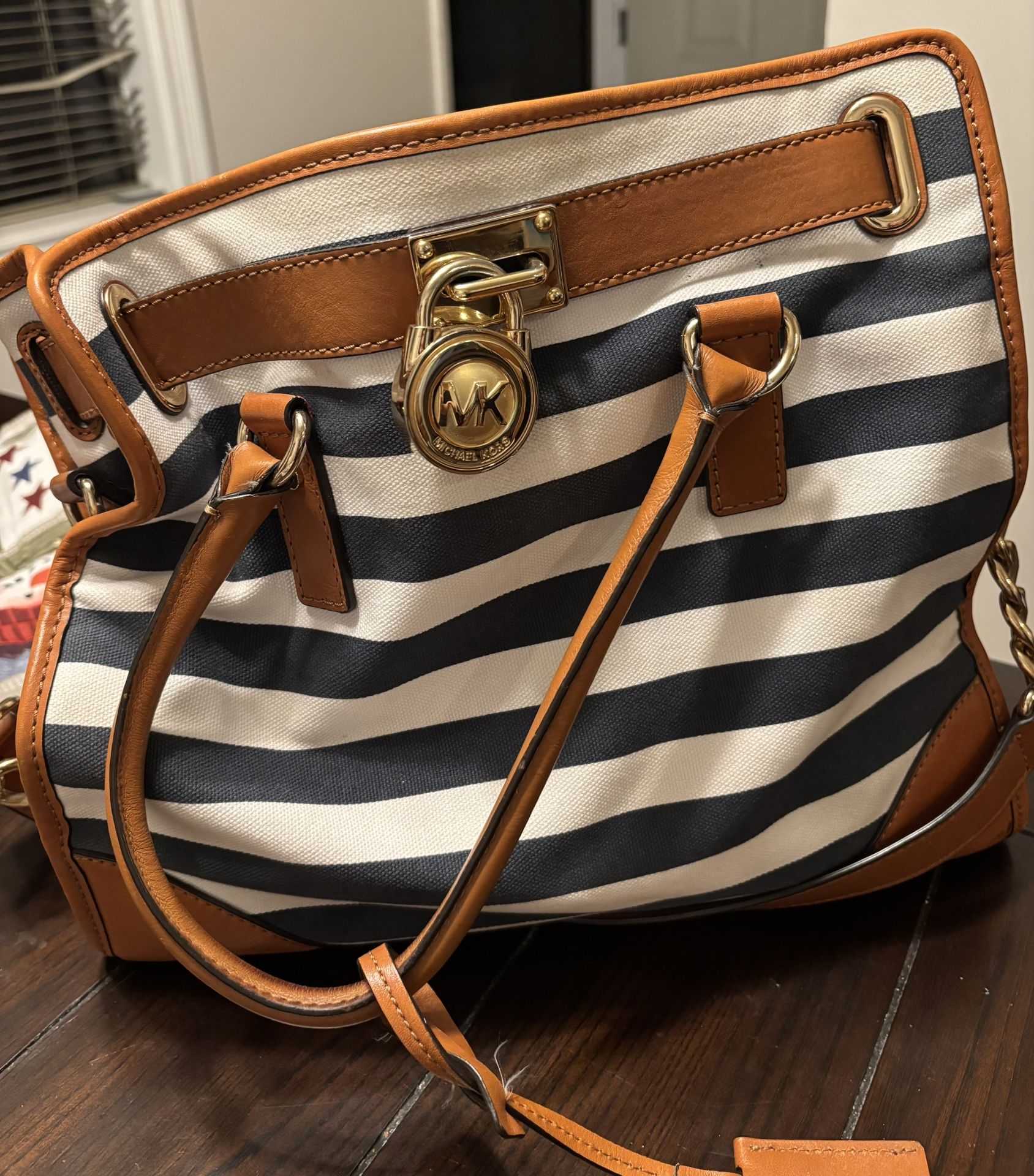 Michael Kors Navy Striped Bag