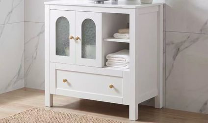 ❤️🔥 D) Modern bathroom of 30'' white Independent bathroom storage cabinet,