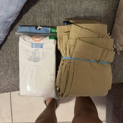 Kids White Tank Top & Uniform Khaki Pants 