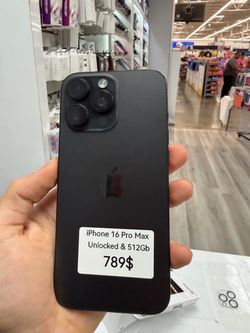 Iphone 16 Pro Max Factory Unlocked 512GB Black with store warranty FREE charger