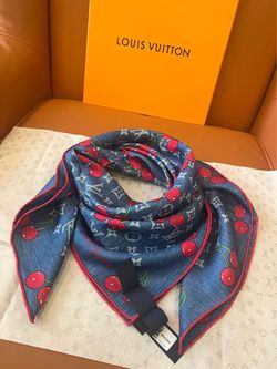 Denim blue silk square scarf🧣