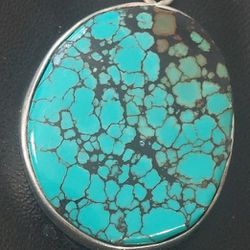 Genuine Turquoise Sterling Silver Pendant