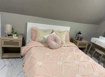 High bed frame/4 storage boxes, white, Full