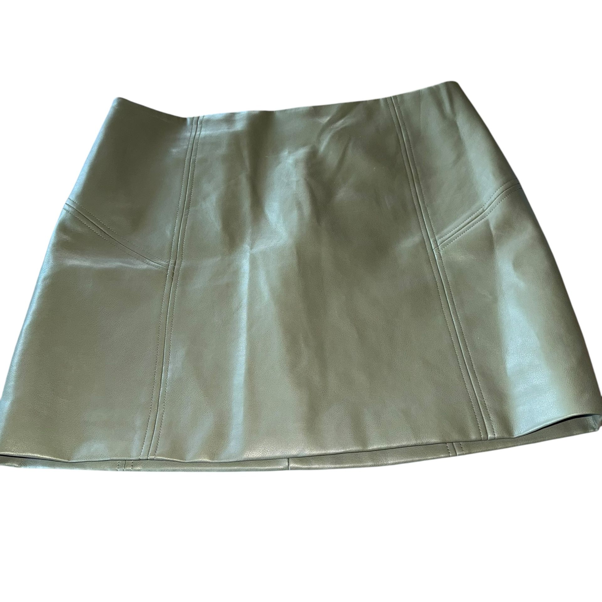 Bagatelle Collection Faux Leather Mini Skirt Brown A-Line Army Green Size XL Enhance your wardrobe with the Bagatelle Collection's faux leather mini