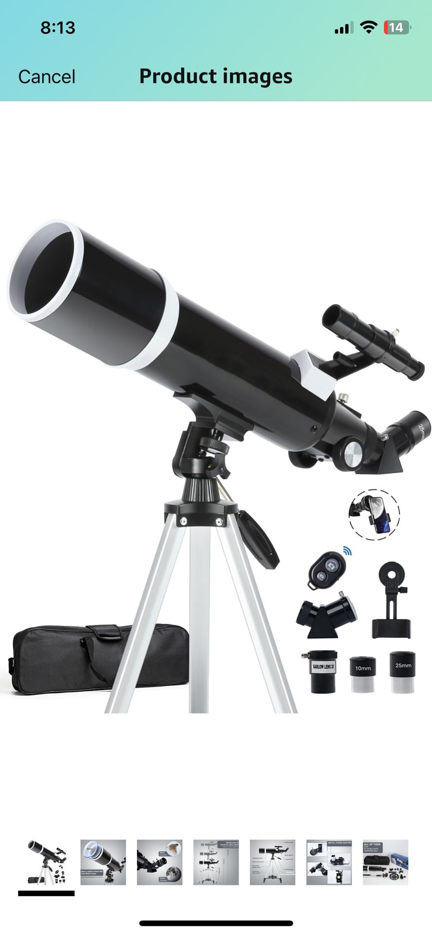 Telescope 80mm Aperture 600mm with Fully Multi-Coated Optics - Professional-Grade Astronomy Tool for Beginners, Includes Wireless Control, Phone Adapt