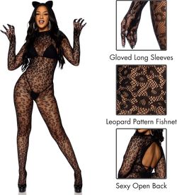 Sexy Leopard Women, Stretchy Fishnet