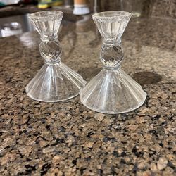Beautiful Crystal Glass Candle Holders Set 