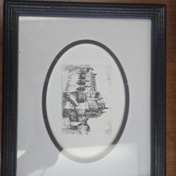 Engraved Print By Leopold Robin "Chateau Dr Chenonceaux"