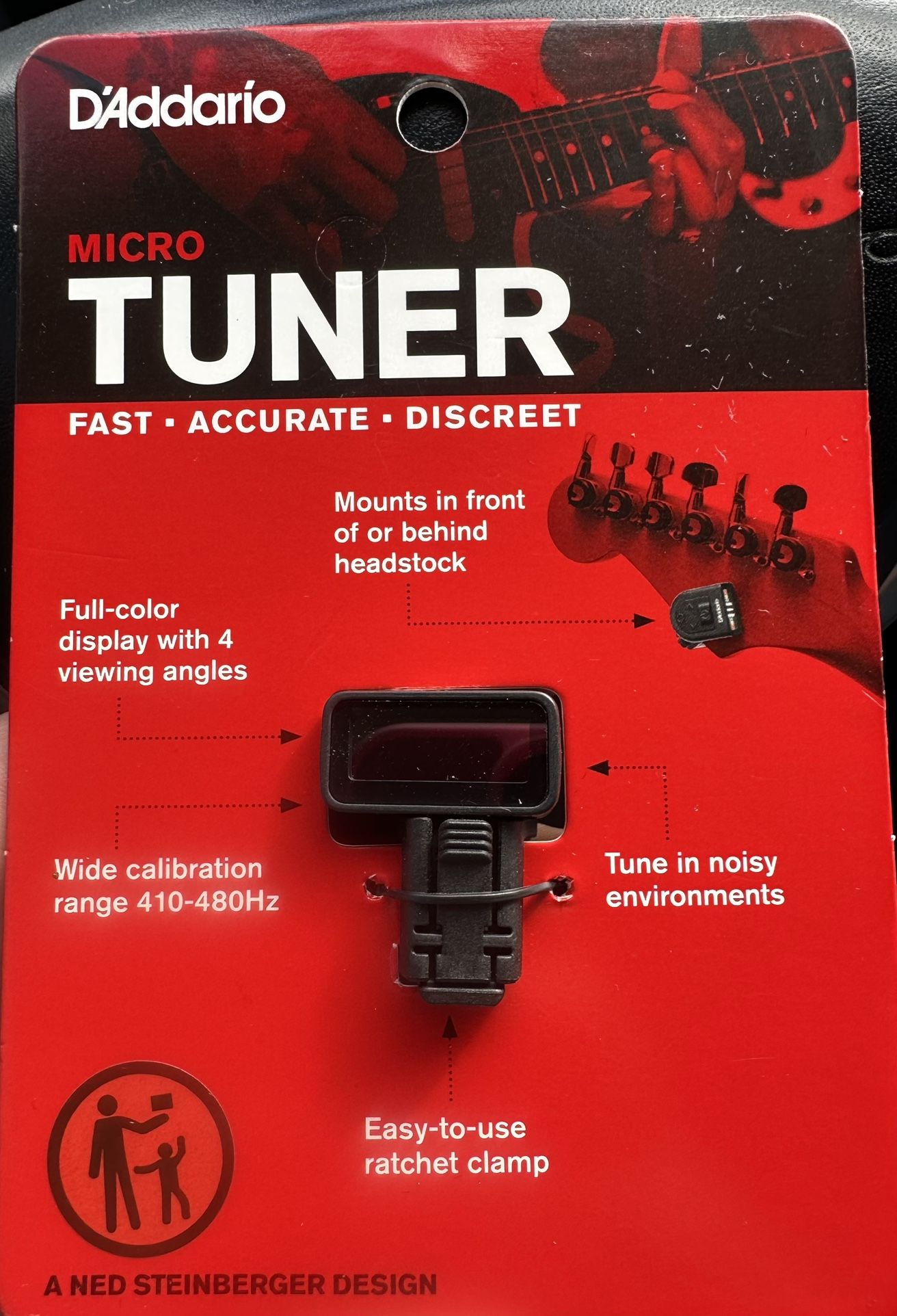 D'Addario Guitar Tuner - Micro Headstock Tuner