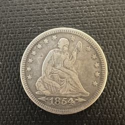 Beautiful 1854 Seated Liberty Quarter