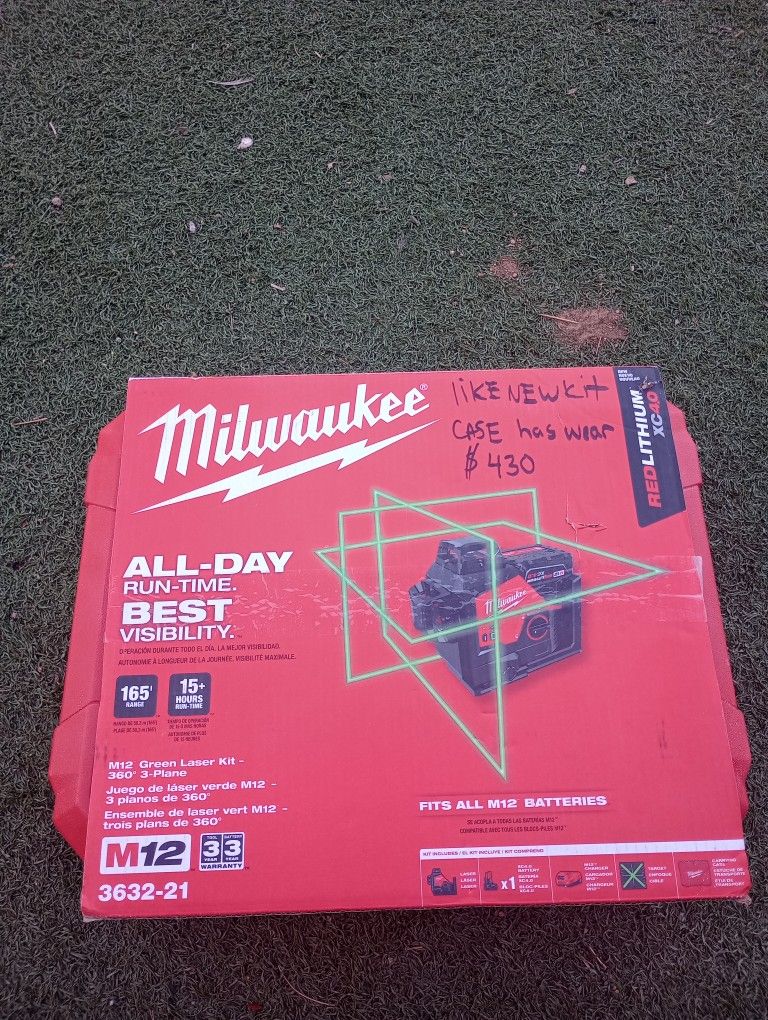 Milwaukee M12 Laser With New Battery And Charger In Box