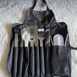 Portable 11 Piece BBQ Tool Utensil Accessories Kit with Multi-Pocket Grilling Apron
