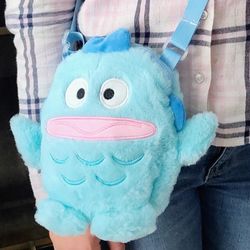 🩵🐟 Sanrio Kawaii HANGYODON PLUSH CROSSBODY/ SHOULDER BAG PURSE~  Adj Strap 🐟🩵