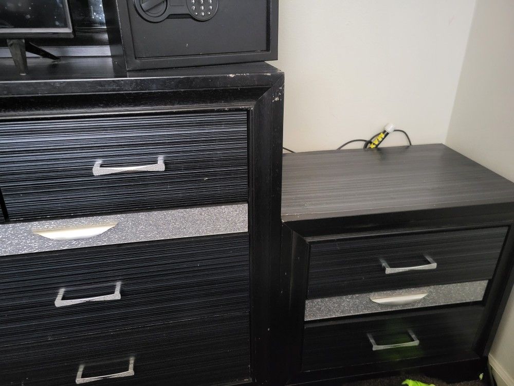 Black Dresser With A Bedside Stand (Tiny Dresser)