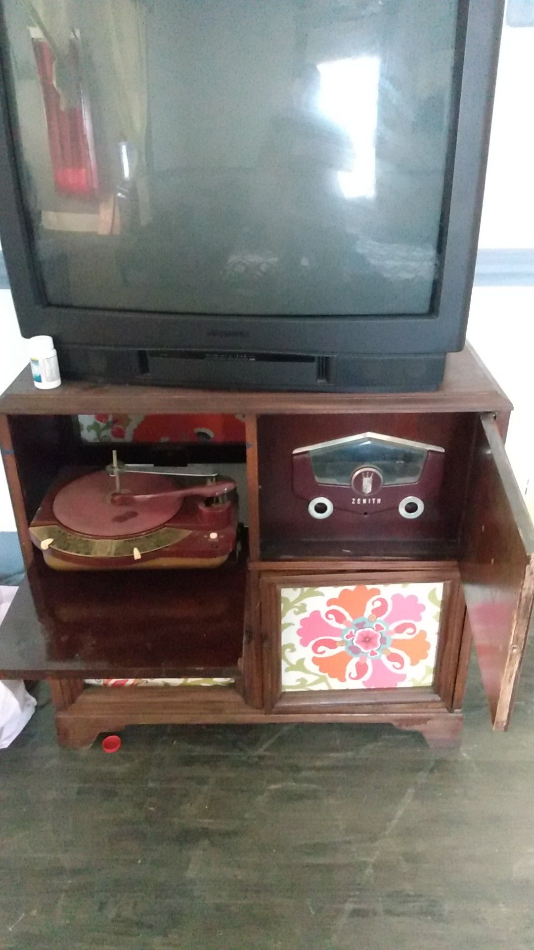 Antique record player dresser