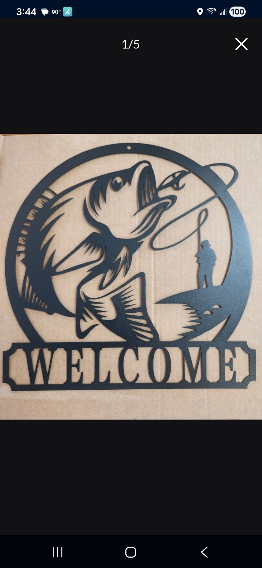 Fishing WELCOME Sign Metal