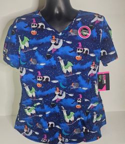 Scrub Star Halloween Animals Scrub Top Medium