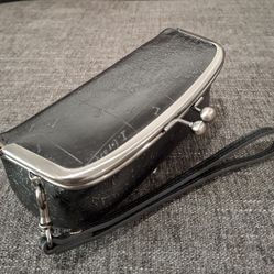 Patricia Nash Black Leather Wrist Wallet For Party