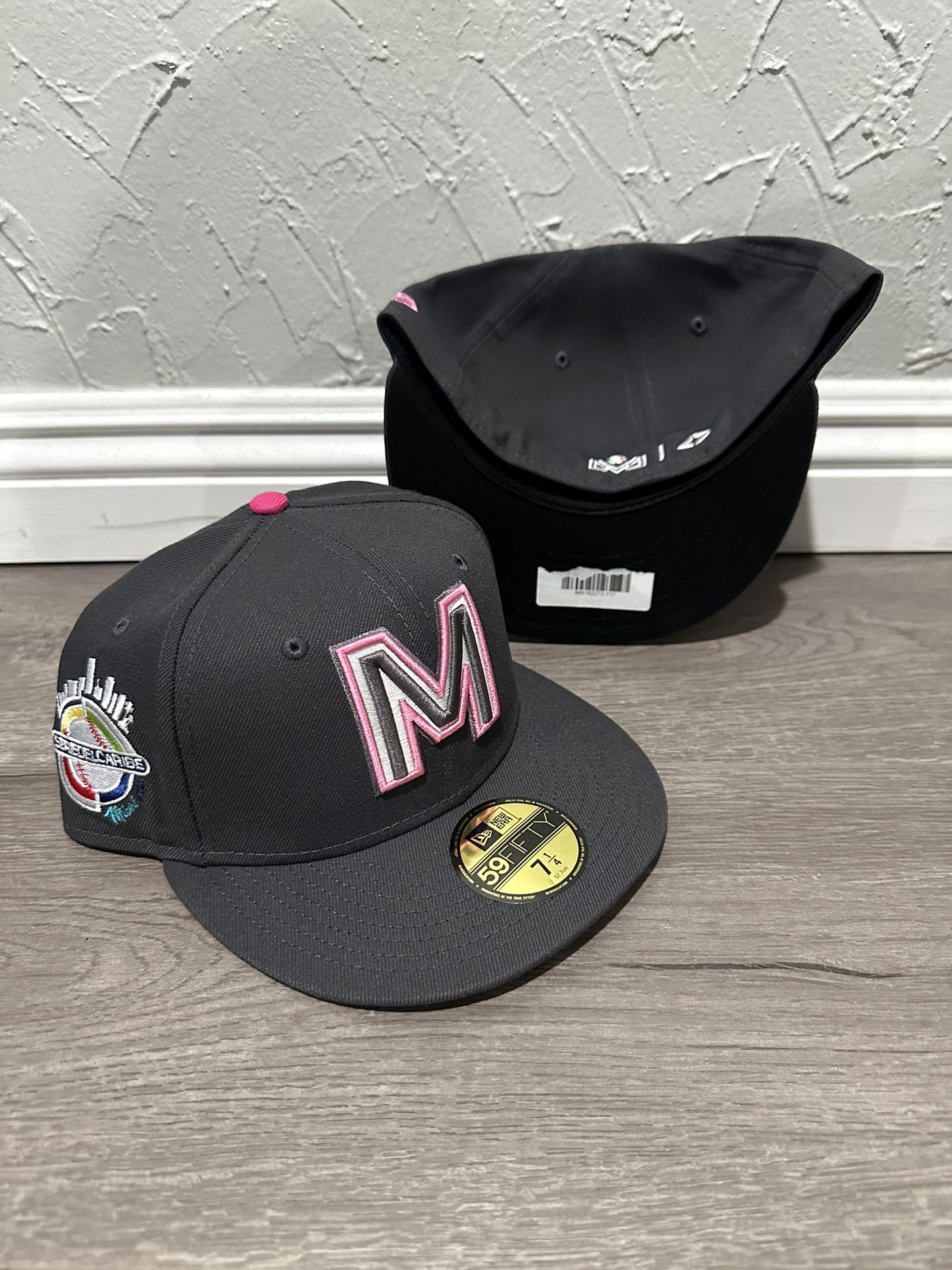 LMB New Era Team Mexico Grey Pink Serie Del Caribe Patch 59fifty Fitted Hats Size 7 3/8