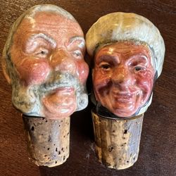 Hand painted Vintage German Bottle Stoppers Porcelain Cork