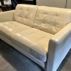 White Leather Loveseat 
