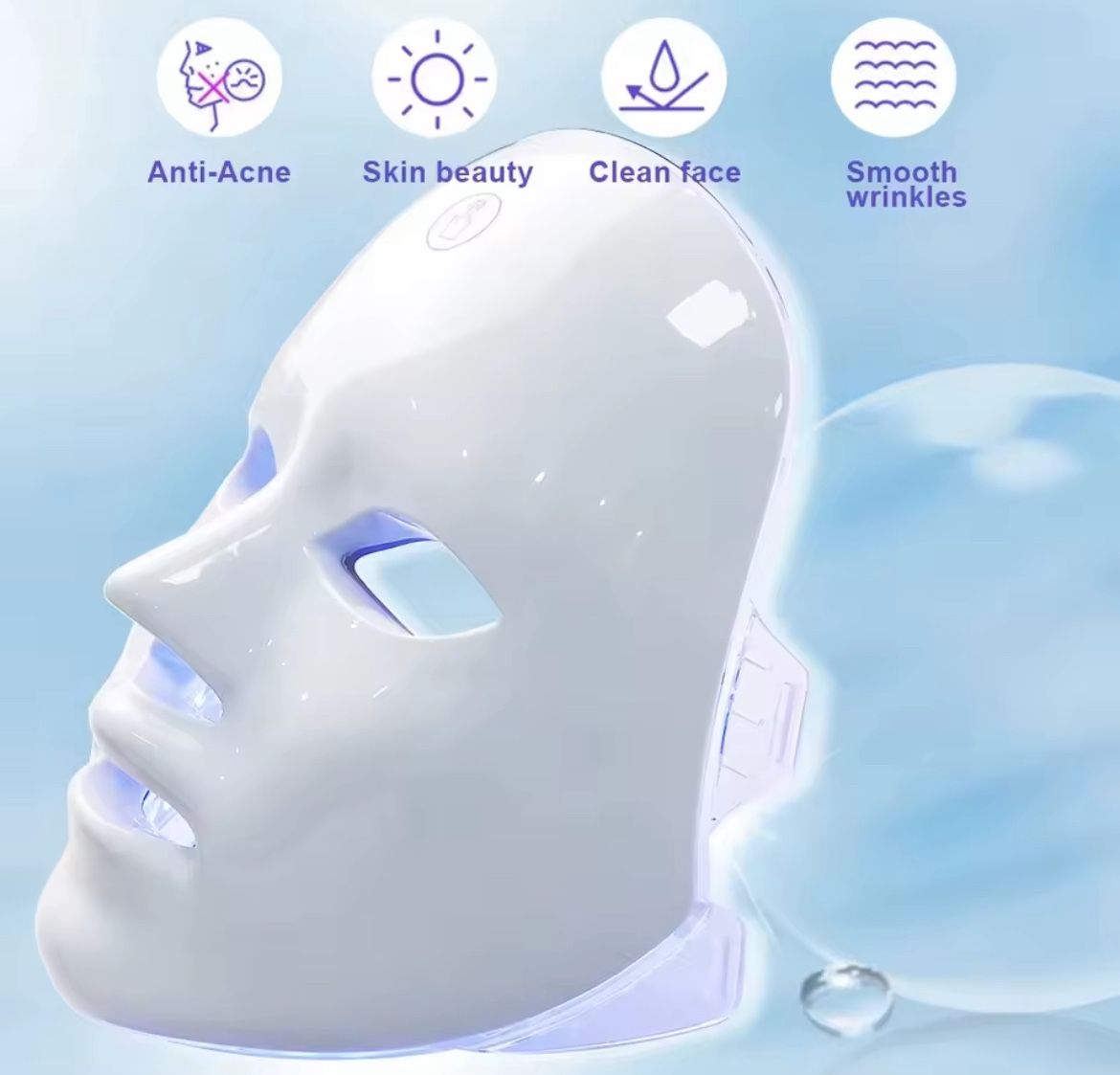 7 Colors LED Facial Mask Photon Therapy Face Skin Care Mask Anti Acne Therapy Skin Rejuvenation Wrinkle Removal Face Beauty