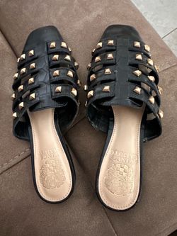 Vince Camuto Black Studded Slide Sandals