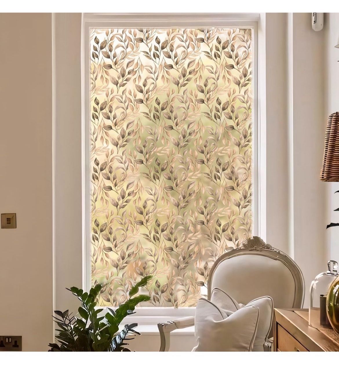 QUCHENG Window Film Stained Glass Clings Vintage Floral Privacy Decals Living Room Sun Blocking Decor Removable Static Large Autumn Stickers DIY Decor
