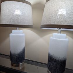 Set Of Two Large Table top Lamps With Shades