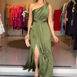 One Shoulder Pleated Dress