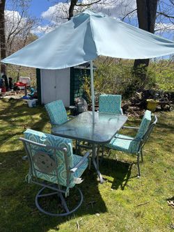 Beautiful Aqua Patio Table Chairs And In
