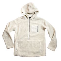 Art Class faux Sherpa Hooded popover Jacket oatmeal XL 16 Warm Hoodie NWOT  Women Xs S