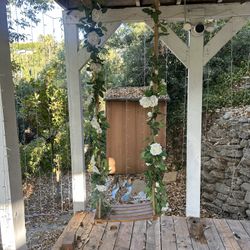 Beautiful Flower Lined Hanging Outdoor Swing