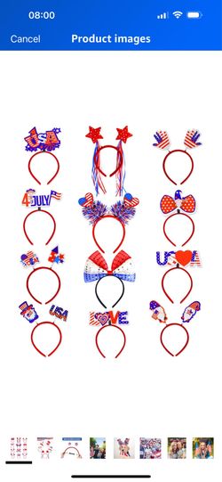 Brand new 【12 PCS】 4th of July Headbands 4th of July Accessories for Women USA Hat 4th of July Decorations 4th of July Outfits for Women Fourth Red Wh
