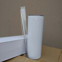 Glossy 20oz Straight Tumblers With Metal Straw