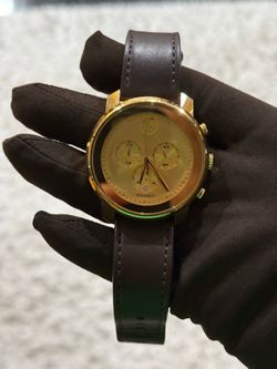 Movado Men's Chronograph Watch - Bold Swiss Quartz Brown Leather Strap | (contact info removed)