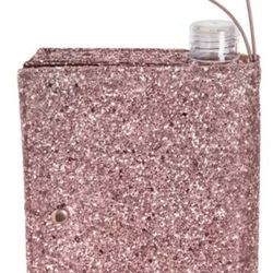 Rose Gold Glitter Wristlet Flask Clutch