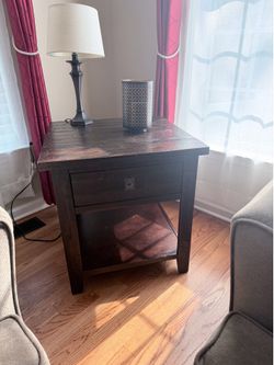 Solid dark wood end table