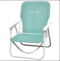 CARIBBEAN JOE Folding Beach Chair, 1 Position Lightweight and Portable Foldable Outdoor Camping Accessories with Carry Strap (Mint, 200lbs Capacity)